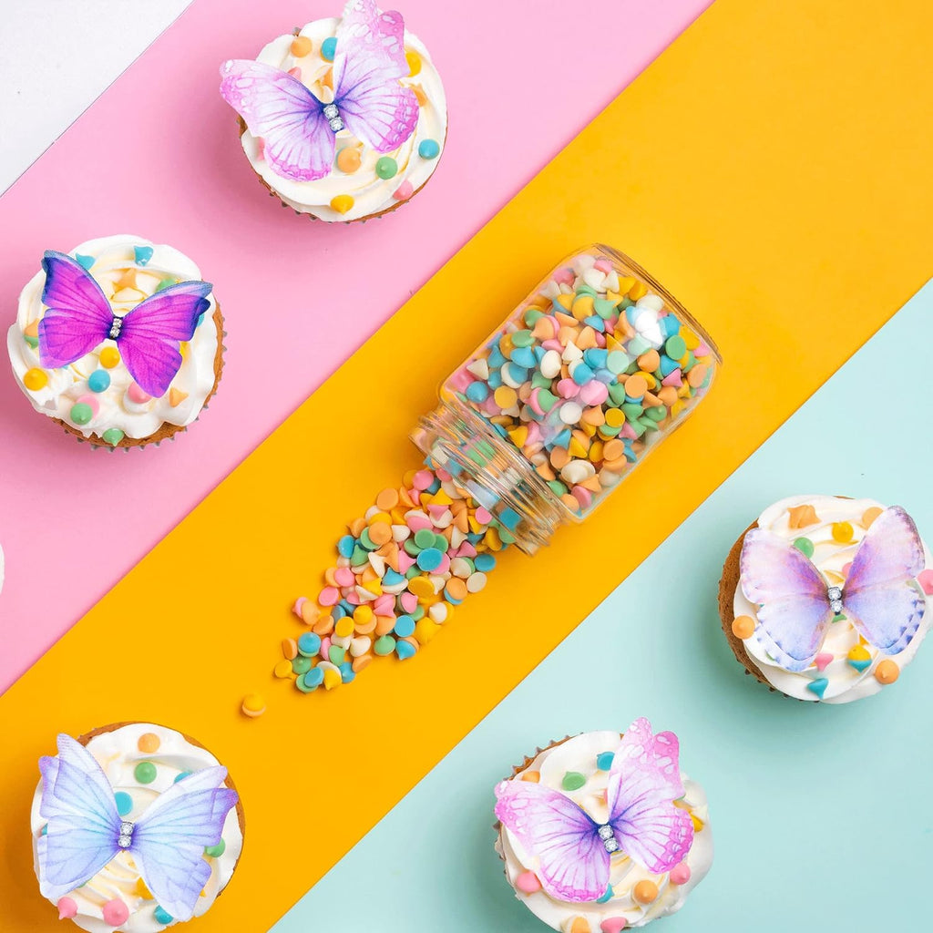 24Pcs Lively 3D Butterfly Cupcake Toppers Double Layer Butterfly Decor
