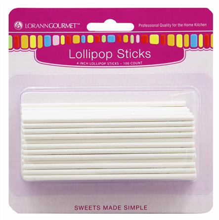 LorAnn Oils Small White Lollipop Sticks, 4" 100 Count