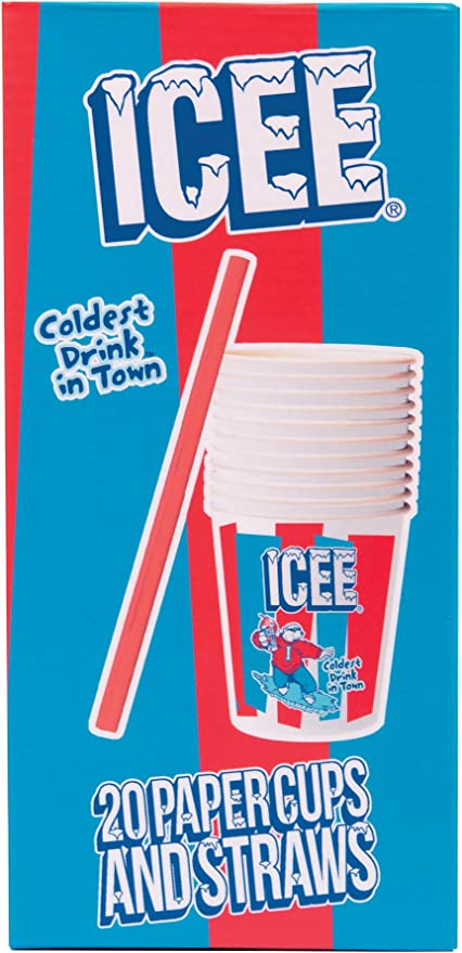 ICEE Paper Cups & Plastic Straws (Set of 20)