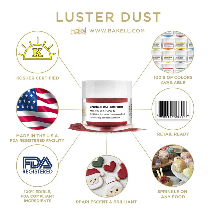 Christmas Red Luster Dust (4g), Edible Glitter