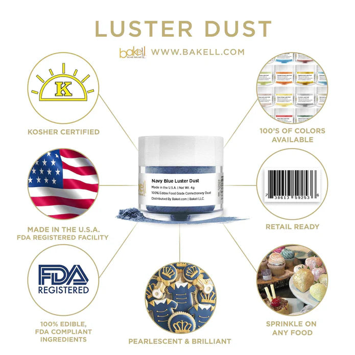 Navy Blue Luster Dust (4g), Edible Glitter