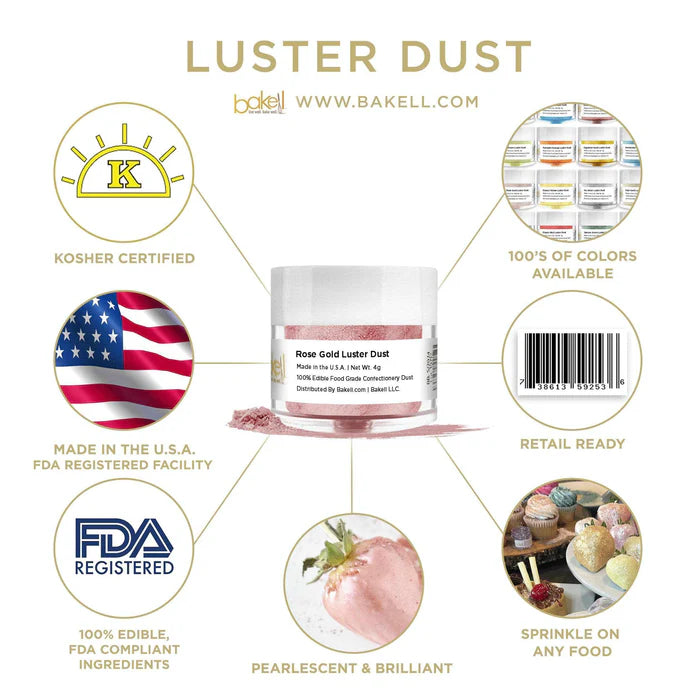 Rose Gold Luster Dust (4g), Edible Glitter