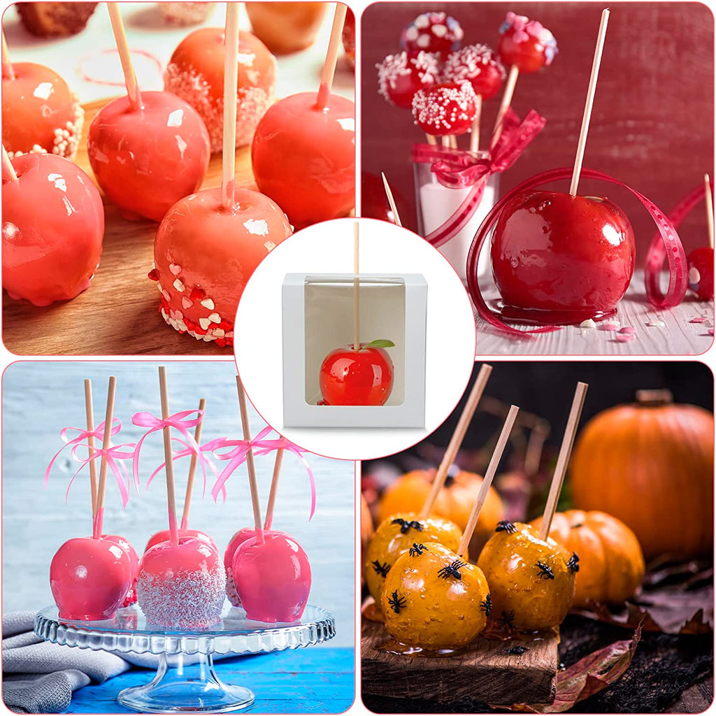 Kraft Candy Apple Boxes with Hole and Stick, 10 piece Set, 4" x 4" x 4"