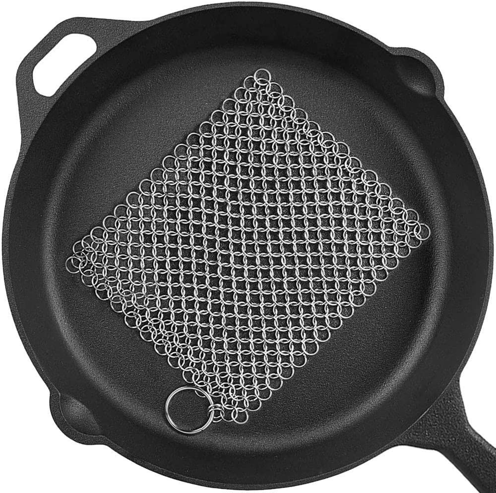  ONEEKK Cast Iron Skillet Cleaner Chainmail,2 Pack
