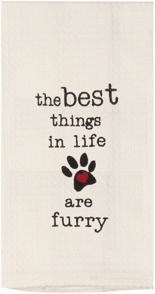 Kay Dee Designs Embroidered Tea Towel (the best things in life are furry)