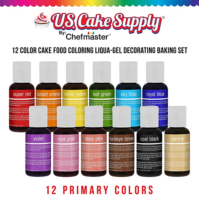 U.S. Cake Supply Liqua-Gel Color - 12 Set