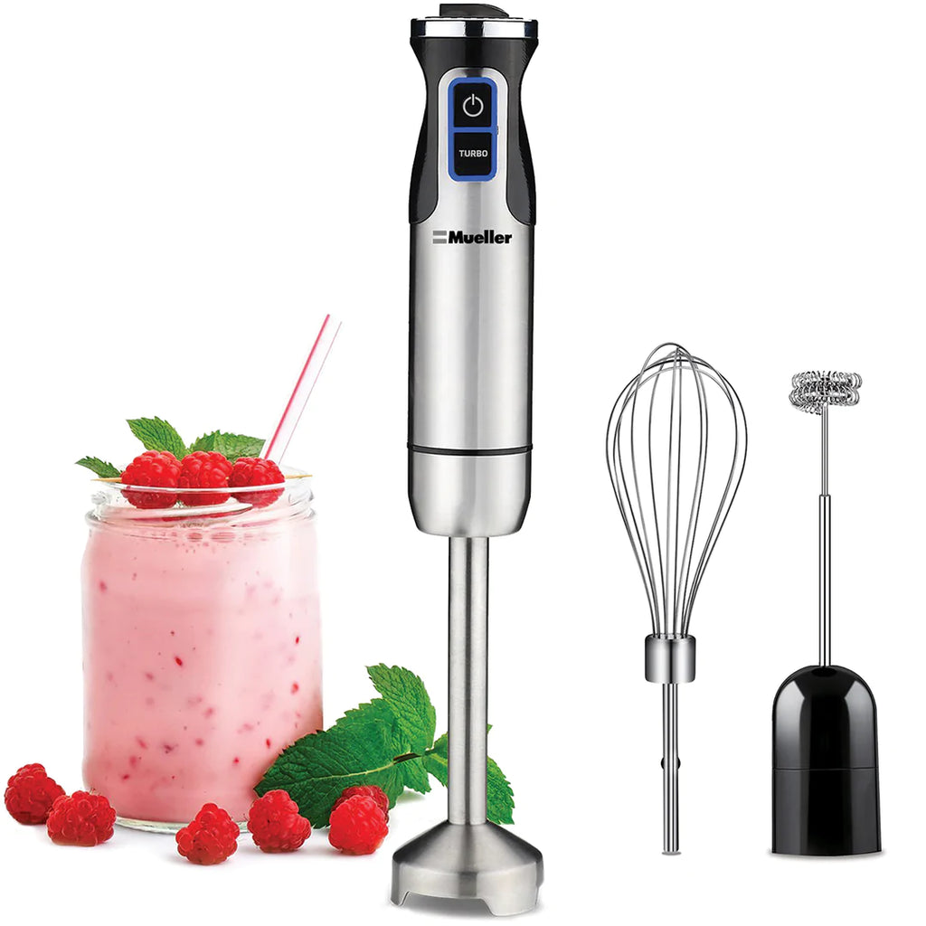 9 Speed Immersion Blender with Egg Whisk and Milk Frother Attachment